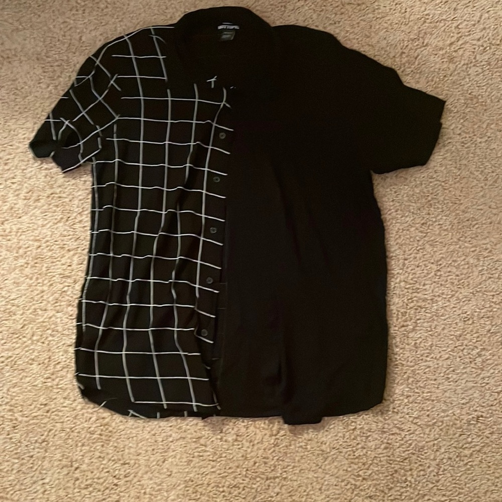 black and white half and half button down